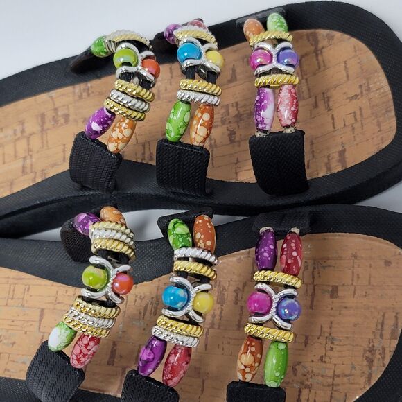 Grandco Women's Multicolor Bead Classic Cork Rubber Slides Sandals Size 9 - Picture 11 of 14